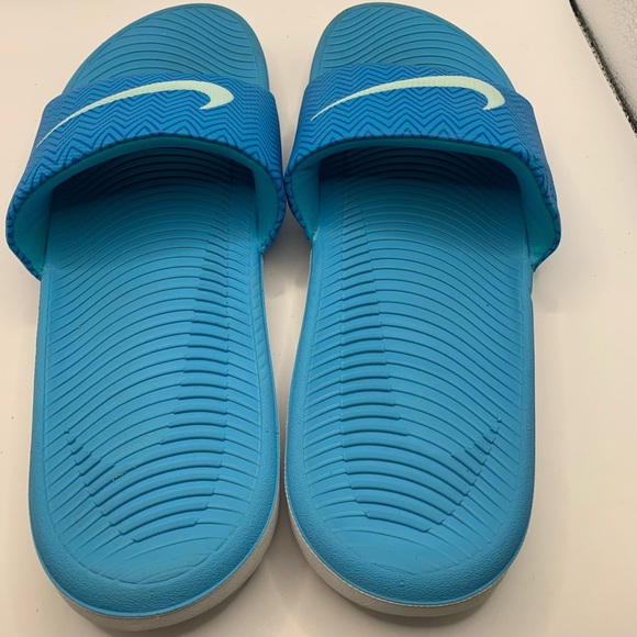 NIKE Swoosh Slides Sandals Blue/Grey Logo - Women’s size 10 - Picture 3 of 4